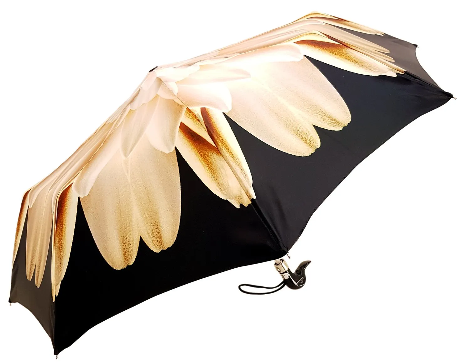 Lotus Women's Folding Umbrella with Black Duck Handle