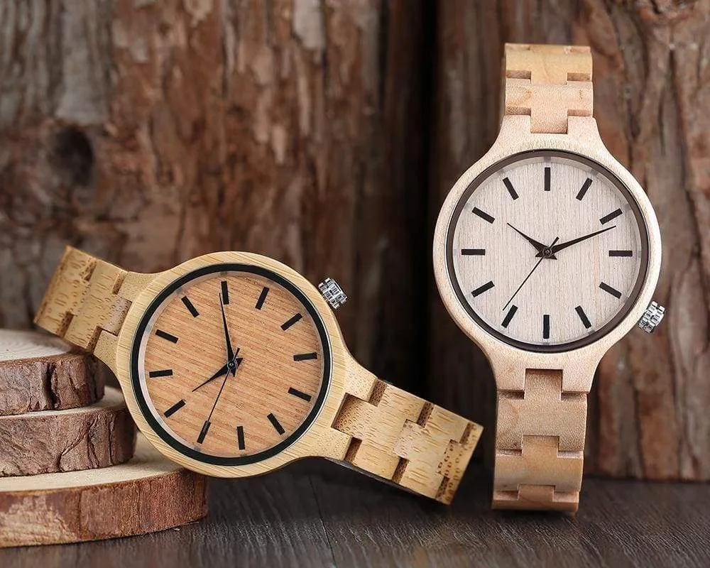 Luxury Natural Maple Bamboo Wood Watches Ladies Fashion