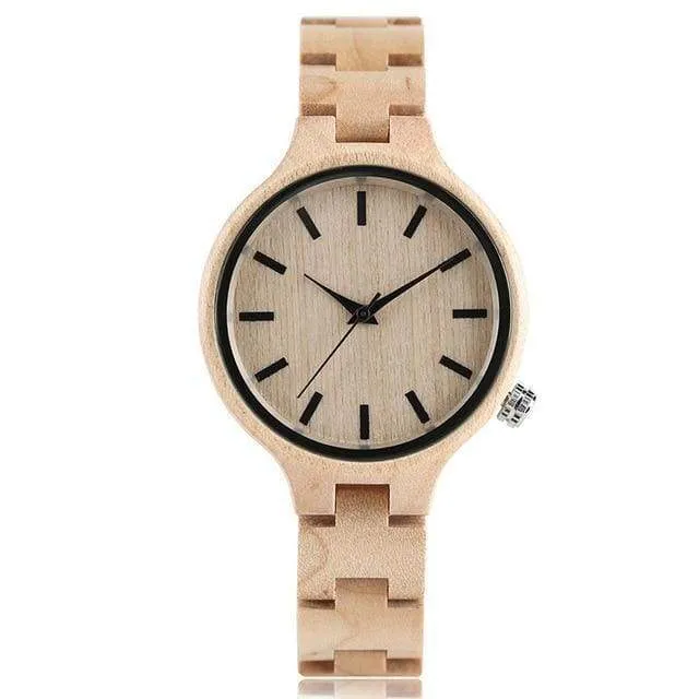 Luxury Natural Maple Bamboo Wood Watches Ladies Fashion