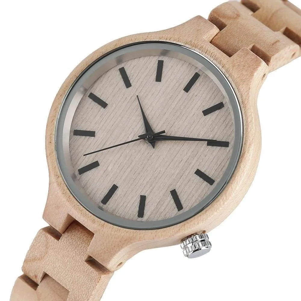 Luxury Natural Maple Bamboo Wood Watches Ladies Fashion