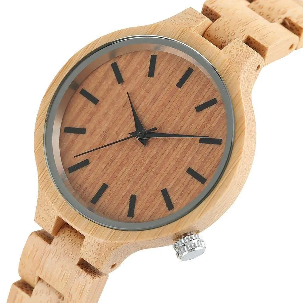 Luxury Natural Maple Bamboo Wood Watches Ladies Fashion