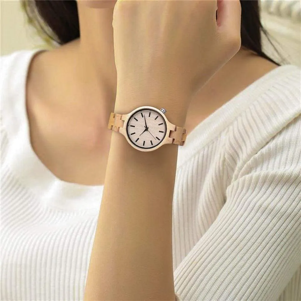 Luxury Natural Maple Bamboo Wood Watches Ladies Fashion