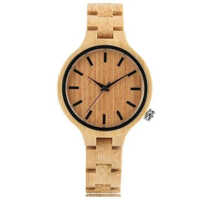 Luxury Natural Maple Bamboo Wood Watches Ladies Fashion