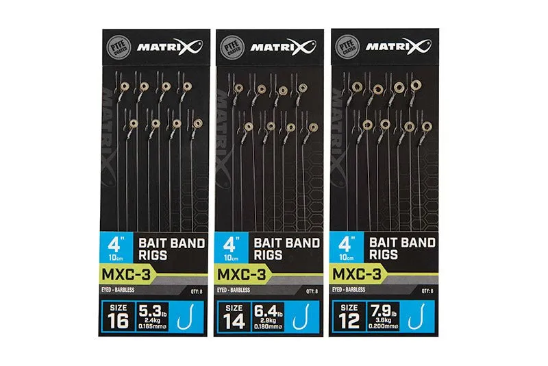 Matrix Bait Band Rigs 4" MXC-3 hooks to nylon eyed barbless