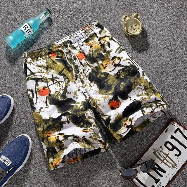 Mens Slim Fit Quick Dry Short Swim Trunks with Mesh Lining  Printed male 2019 Streetwear Summer Fashion Men Shorts Cotton Linen Beach