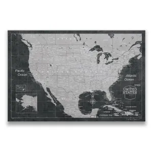 Modern Slate - Push Pin USA Map Pin Board - Overstock Sale!