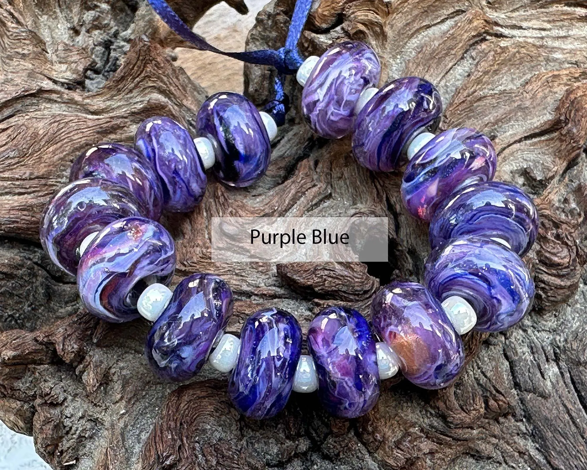 MTO Purple Gold Glimmer Lampwork Beads Set SRA