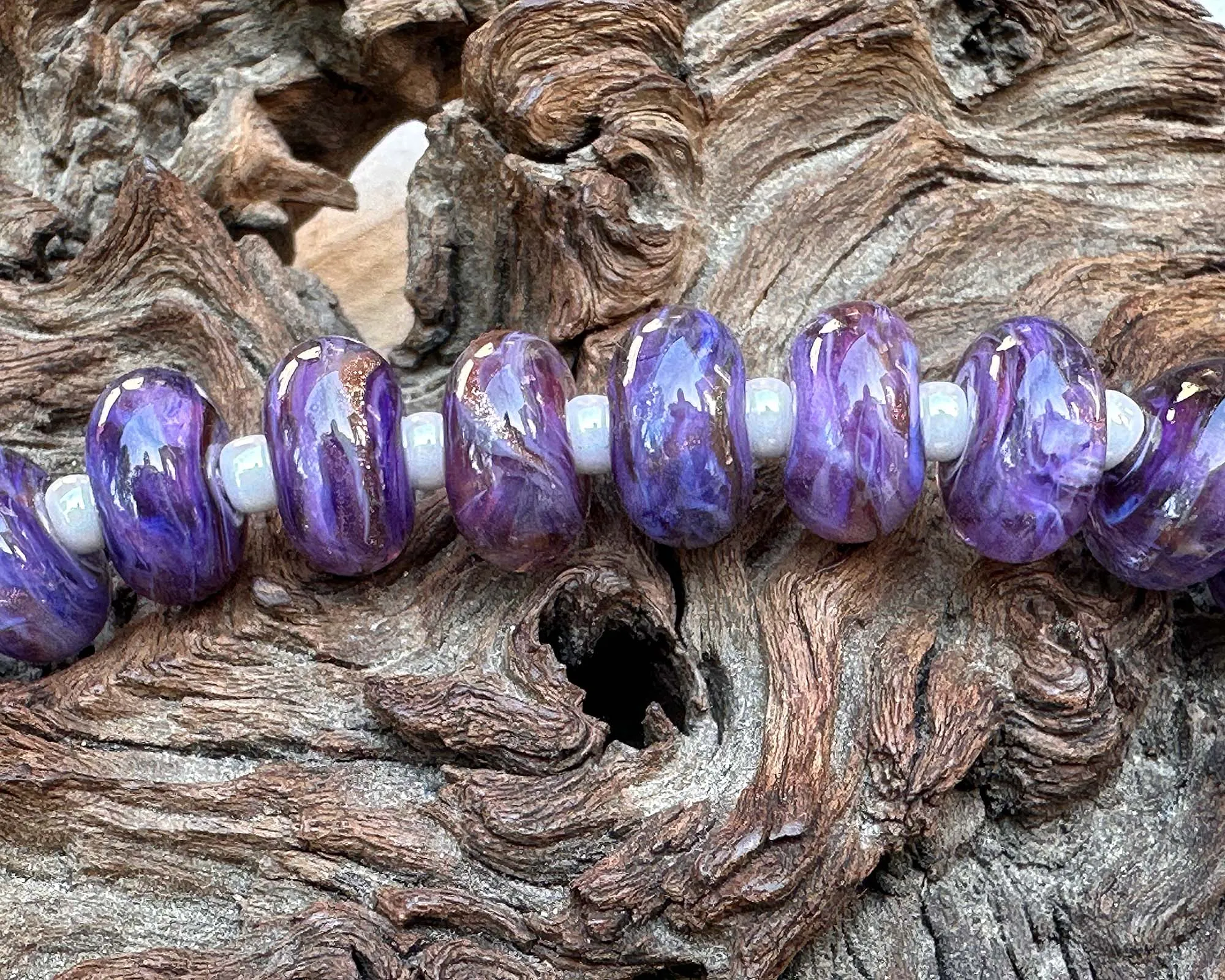 MTO Purple Gold Glimmer Lampwork Beads Set SRA