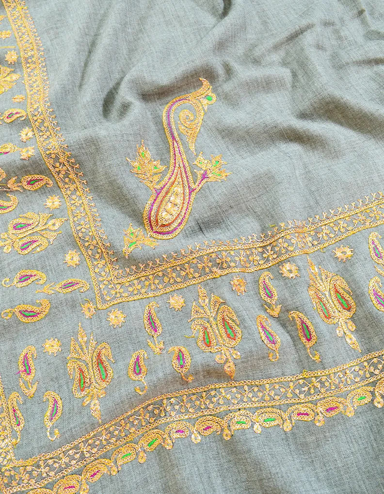 natural tilla embroidery pashmina shawl 8215