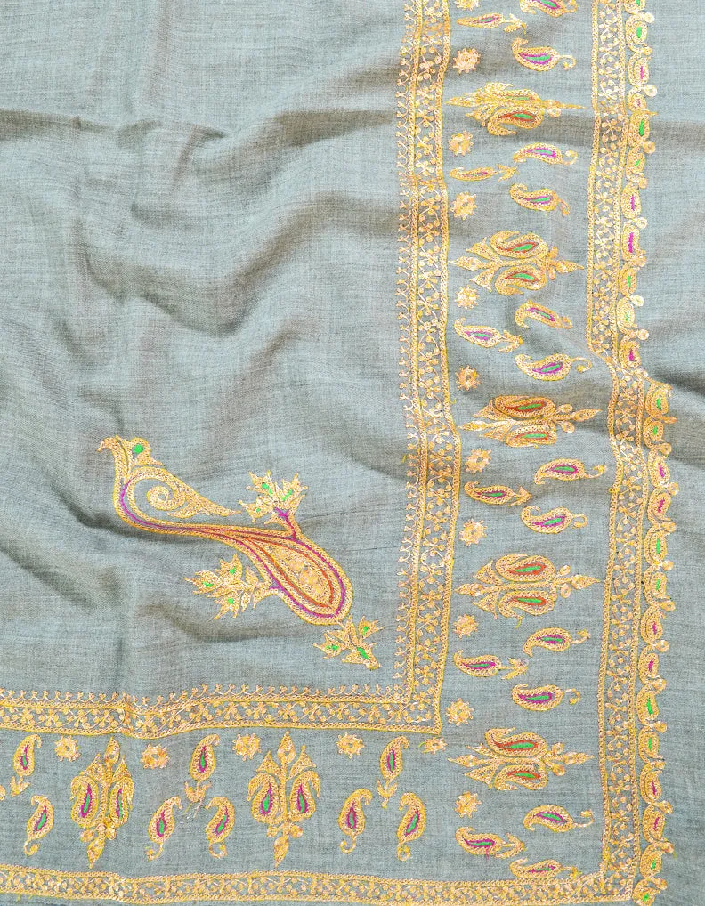 natural tilla embroidery pashmina shawl 8215