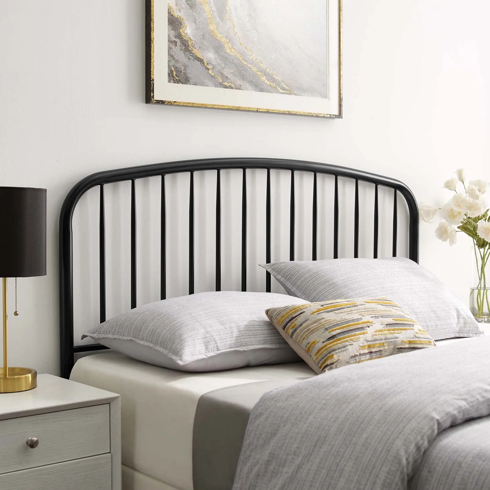 Nova Queen Metal Headboard Black MOD-6150-BLK