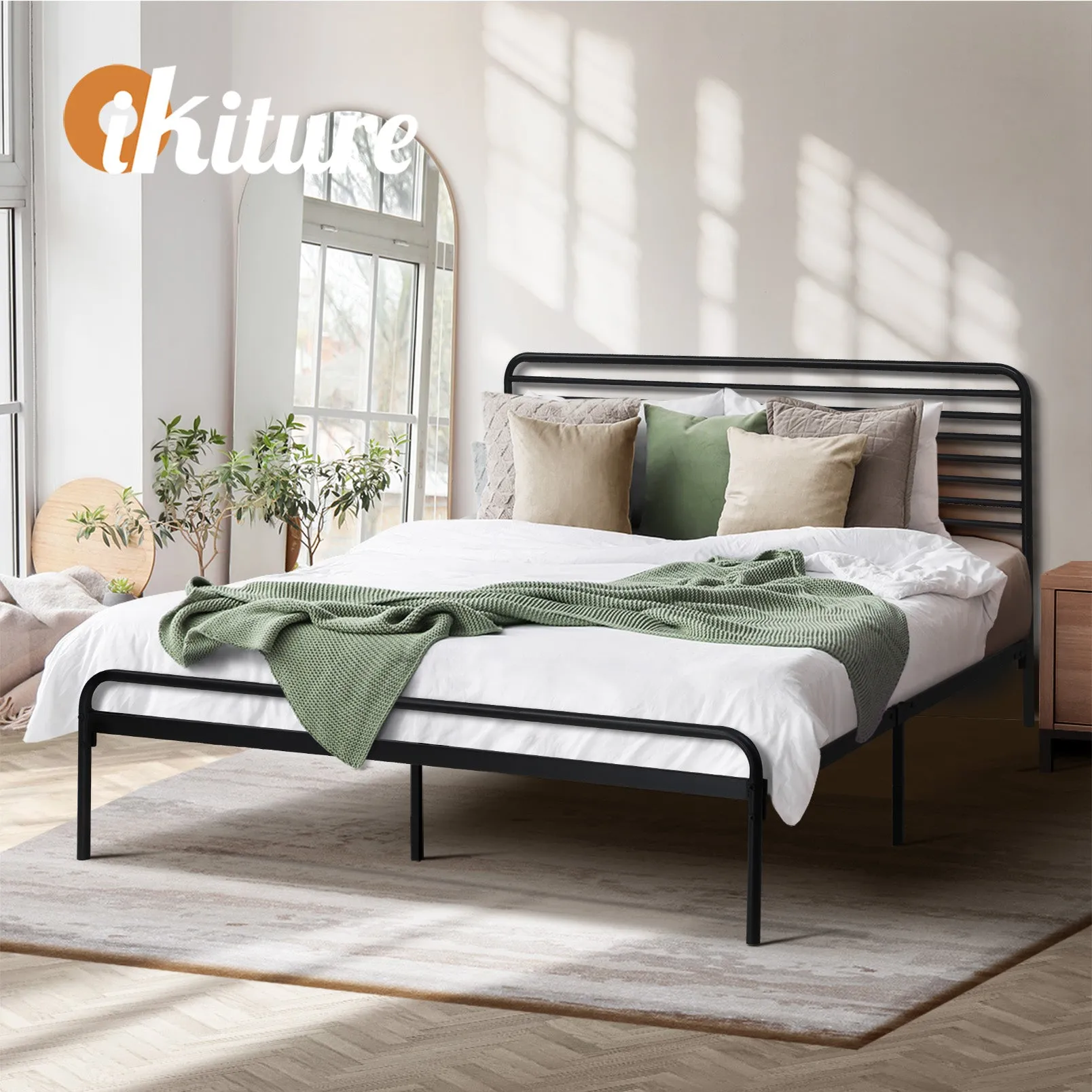 Oikiture Metal Bed Frame Double Size Bed Base Beds Platform