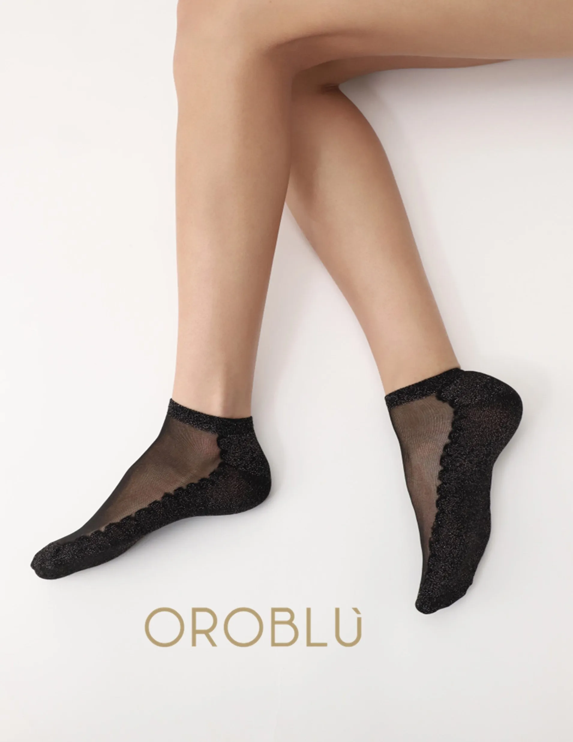 Oroblu Sale Glowing Sneaker Socks Black VOBC67413