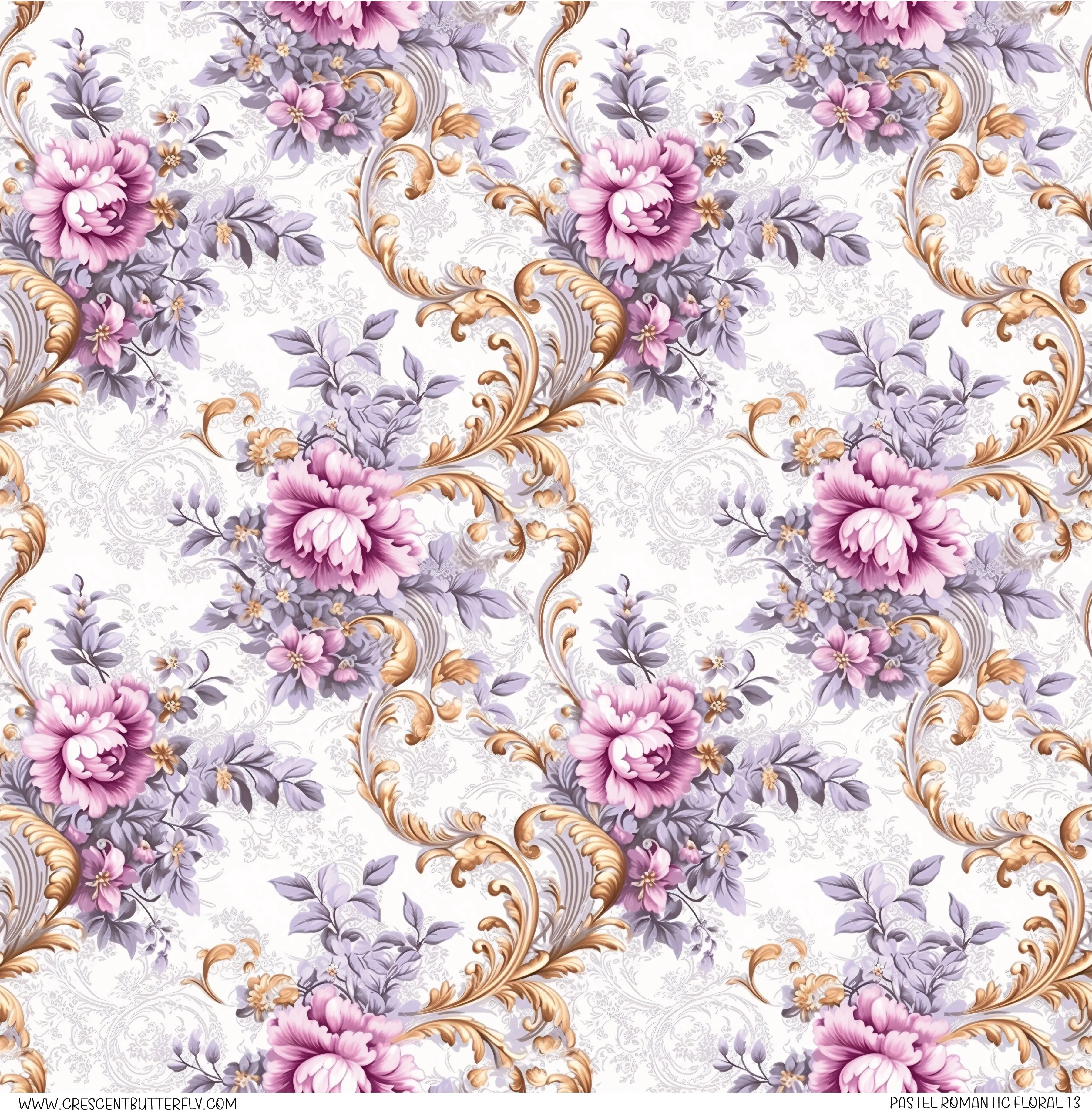 Pastel Romantic Floral 13 Printed Vinyl Sheet/Wrap