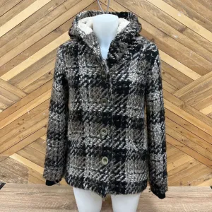 Plaid Knit Cardigan: Black/Gray/Brown-women-MD