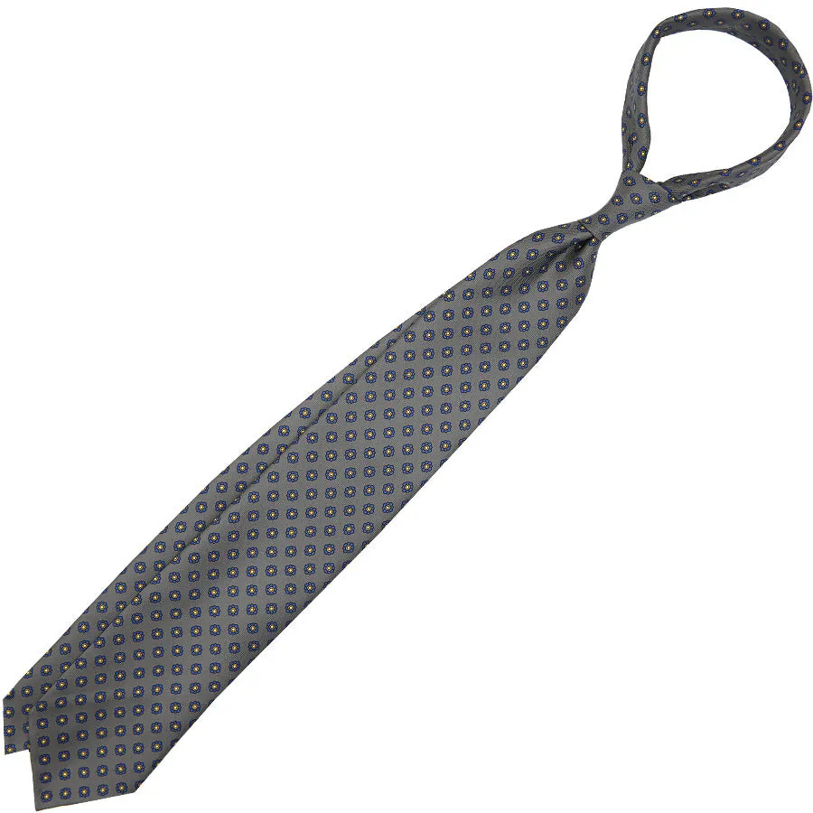 Shibumi-Flower Printed Silk Tie - Grey - Handrolled