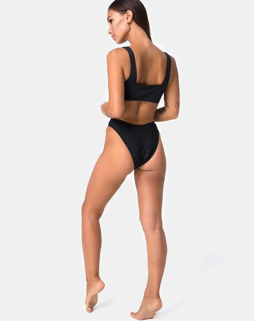 Shielle Bikini Top in Black with Contrast Piping