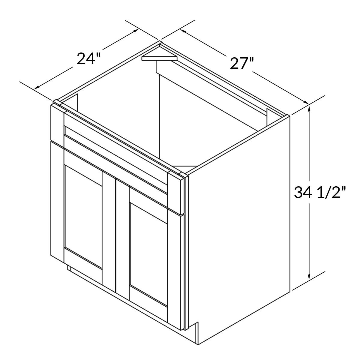 Sink Base Kitchen Cabinet SB27 Colonial Gray LessCare 27 in. width 34.5 in. height 24 in. depth