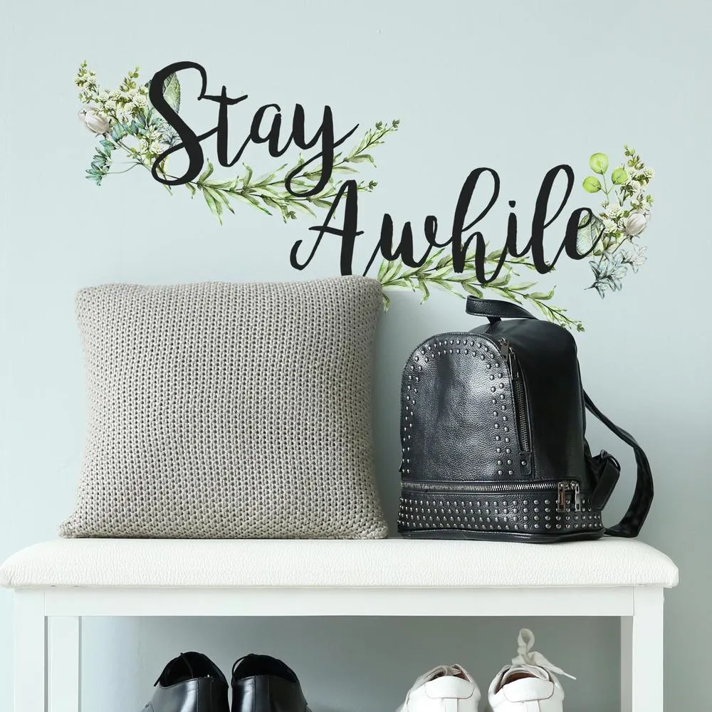 Stay Awhile Peel and Stick Wall Quote Decals