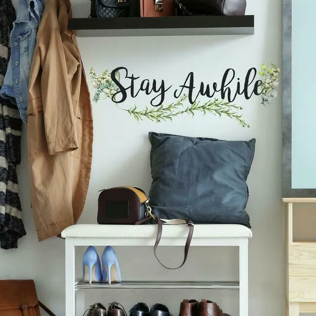 Stay Awhile Peel and Stick Wall Quote Decals