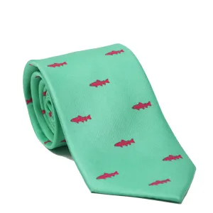 Trout Necktie - Light Green, Printed Silk