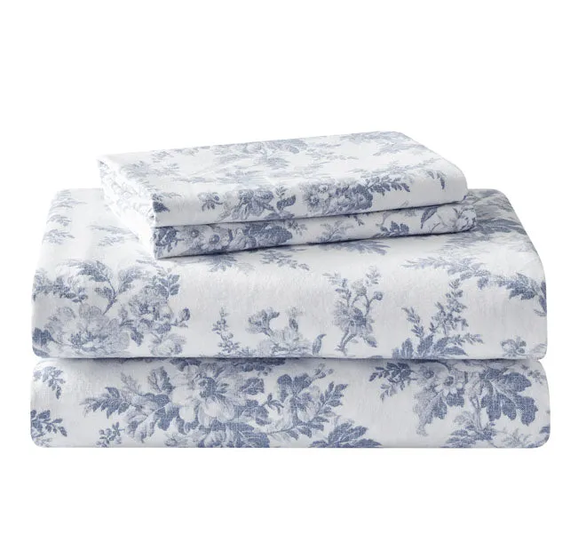 Vanessa Printed Flannelette Cotton Sheet Set Range Blue