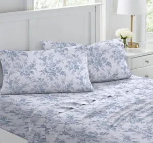 Vanessa Printed Flannelette Cotton Sheet Set Range Blue