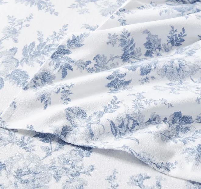 Vanessa Printed Flannelette Cotton Sheet Set Range Blue