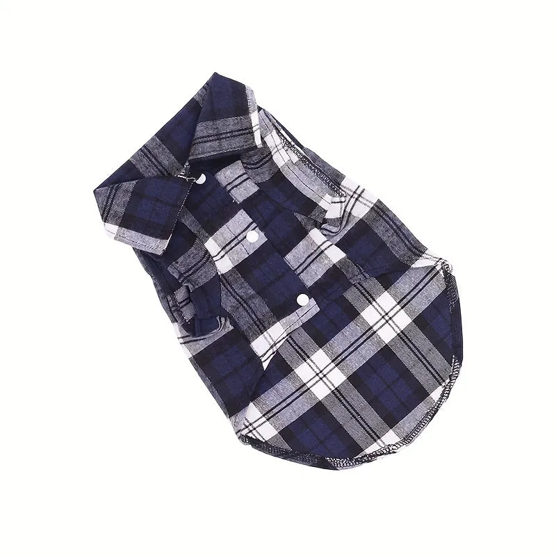 Versatile Pet Plaid Shirt Fashionable Clothing for Cats  Dogs