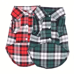 Versatile Pet Plaid Shirt Fashionable Clothing for Cats  Dogs