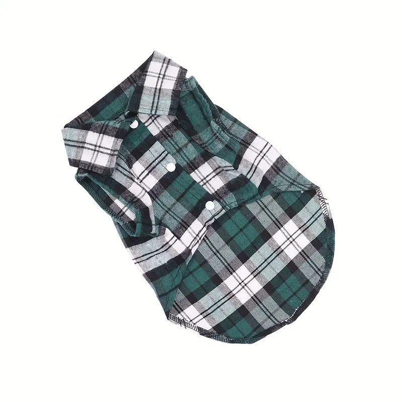 Versatile Pet Plaid Shirt Fashionable Clothing for Cats  Dogs