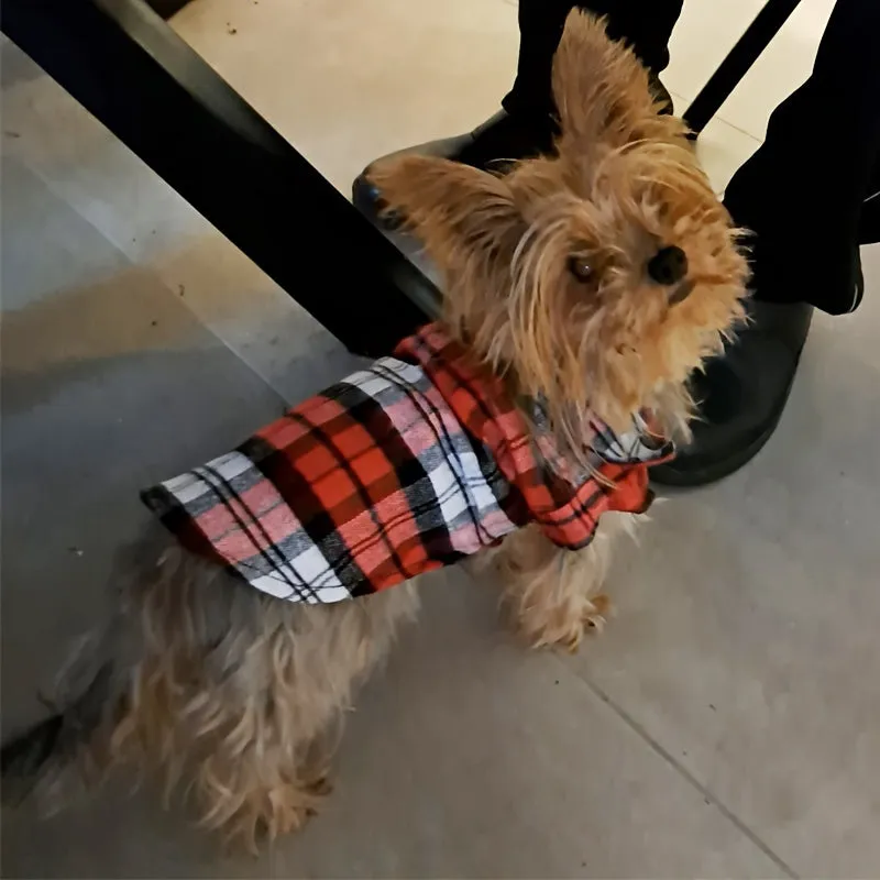 Versatile Pet Plaid Shirt Fashionable Clothing for Cats  Dogs