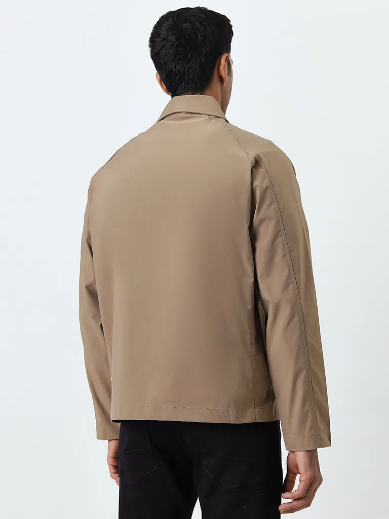 WES Casuals Dark Beige Relaxed-Fit Jacket