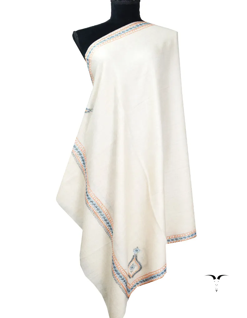 white tilla embroidery pashmina shawl 8398