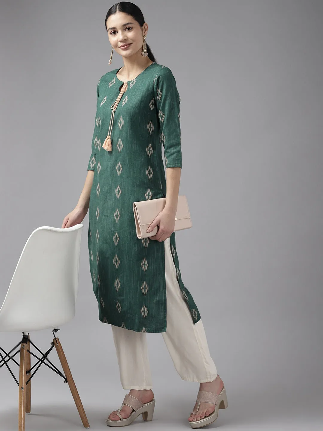 Women Green Pure Cotton Kurta