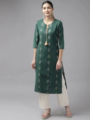 Women Green Pure Cotton Kurta