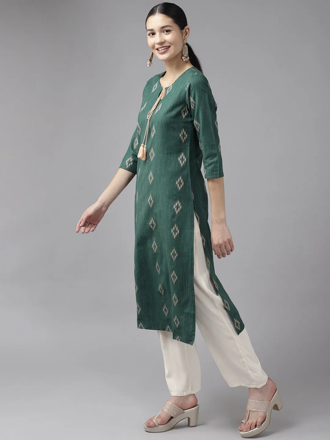 Women Green Pure Cotton Kurta