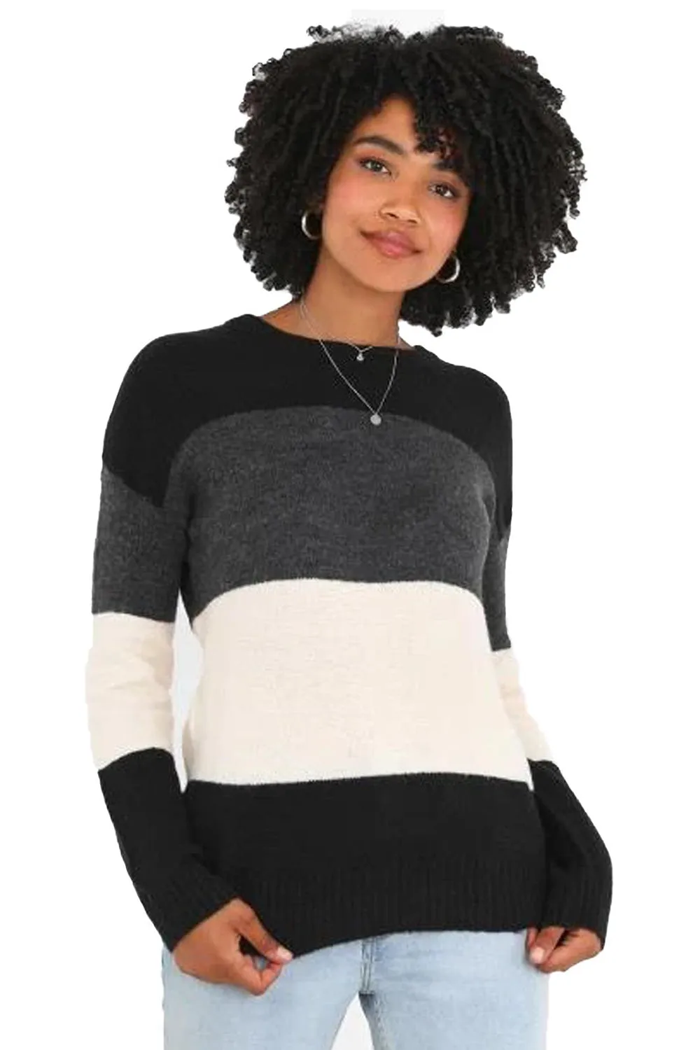 Women Striped Crew Neck Jumper