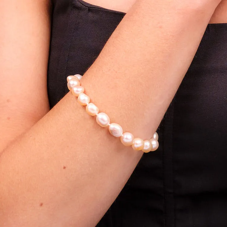 Womens Pearl Bracelet Classic 9-10mm Baroque Pearl - Pink