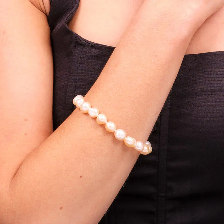 Womens Pearl Bracelet Classic 9-10mm Baroque Pearl - Pink