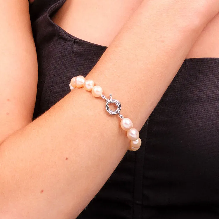 Womens Pearl Bracelet Classic 9-10mm Baroque Pearl - Pink